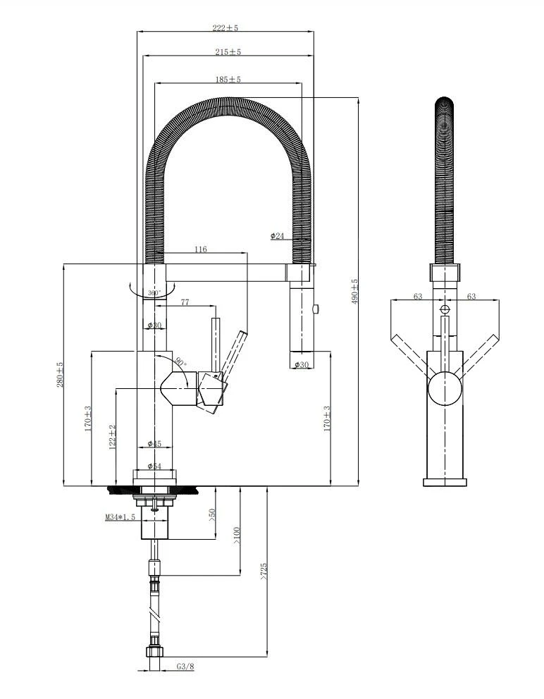 Villeroy & Boch Steel Expert 2.0 - Keukenkraan Met Flexibele Uitloop En Uittrekbare Sproeikop, Antraciet 92800005 2 Villeroy & Boch Steel Expert 2.0 - Keukenkraan Met Flexibele Uitloop En Uittrekbare Sproeikop, Antraciet 92800005 - Afbeelding 2