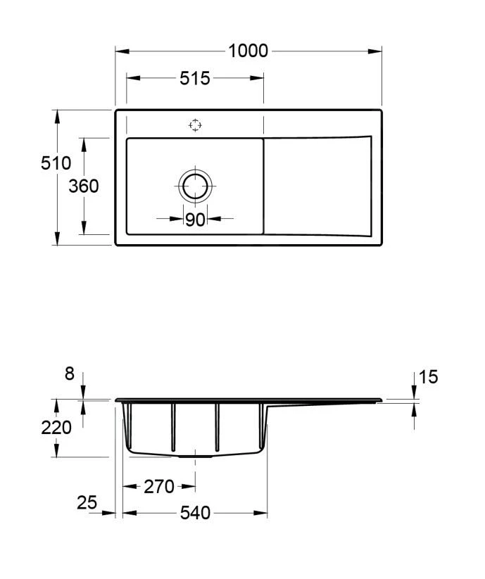 Villeroy & Boch Subway Style 60 - Keramische Spoelbak 100x51 Cm, CeramicPlus, Chromiet 336201J0 2 Villeroy & Boch Subway Style 60 - Keramische Spoelbak 100x51 Cm, CeramicPlus, Chromiet 336201J0 - Afbeelding 2