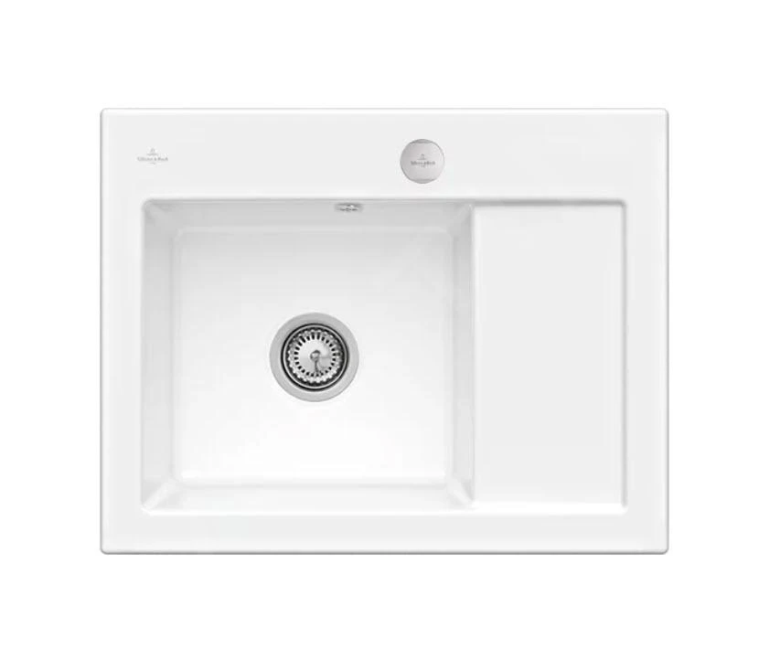 Villeroy & Boch Subway 45 - Keramische Spoelbak 65x51 Cm, Excentrische Bediening, CeramicPlus, Stone White 331202RW 1 Villeroy & Boch Subway 45 - Keramische Spoelbak 65x51 Cm, Excentrische Bediening, CeramicPlus, Stone White 331202RW