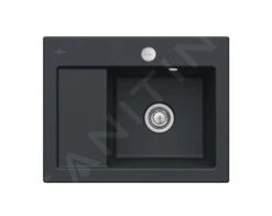 Villeroy & Boch Subway 45 - Keramische Spoelbak 65x51 Cm, Excentrische Bediening, CeramicPlus, Ebony 331302S5