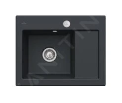 Villeroy & Boch Subway 45 - Keramische Spoelbak 65x51 Cm, Excentrische Bediening, CeramicPlus, Ebony 331202S5